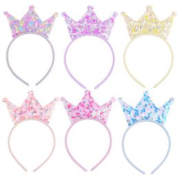 Children's Princess Crown Hairband Sweet Double Sided Sequin Crown Hair Card Birthday Little Girl Gift Jewellery Glitter Hair Hoop