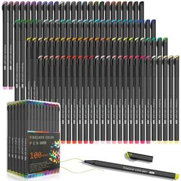Pens Watercolour Brush Pens 100 Colours Journal Pens Coloured Fine Point Pens Fineliner Pen for Note Taking Calendar Agenda Art Projects S
