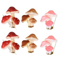 Garden Decorations 6 Pcs Simulated Mushroom Micro Landscape Adornment Flower Pots Container Decoration Foam Mini Froth Office Home