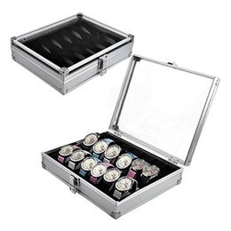 Jewellery Pouches Bags Metal Box Watch Storage Aluminium Alloy Case Useful 6 12 Grid SlotsJewelry Watches Aluminium Display2694