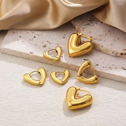 Hoop Earrings Punk Chunky Love Heart Gold Colour Stainless Steel For Women Geometric Ear Rings Jewellery Gifts