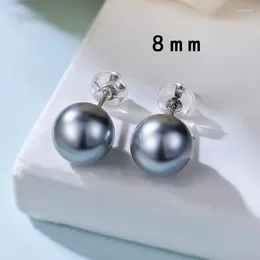 Stud Earrings S925 All Body Sterling Silver Round Strong Light Shijia Pearl Ear Studs For Women French Daily Fashion Versatile