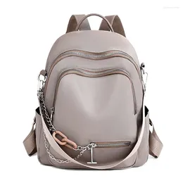 School Bags Women Backpacks Waterproof Oxford Teenage Girls Schoolbags Ladies Shoulder Fashion Chain Design Female Book Bag Daypack