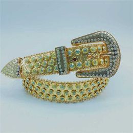 57% Designer New Gold Sparkling Diamond Inlaid Waist with Men's and Women's Mesh Red Belt