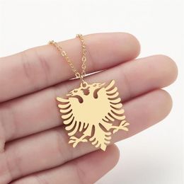 Pendant Necklaces WANGAIYAO Stainless Steel Accessories Albanian Eagle Golden Necklace Couple Fashion Personality Item Jewelry227p