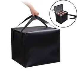 Storage Bags Black Thermal Lunch Bag Chilled Insulated Cooler Cool Food Drink Box Zip Picnic Tin Foil