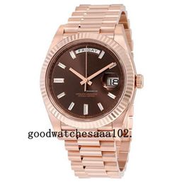 Luxury High Quality Date 40 Presidential Chocolate Bar Diamond 228235 18k Rose Gold Men's Watch 2813 Automatic Men's Wat2390