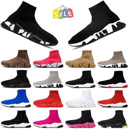 2024 Top Quality Sock shoes Women Mens Running Shoes Clear Sole lace up Classic Triple Black White Beige Yellow Socks Trainers Runners Sports OG Original Sneakers