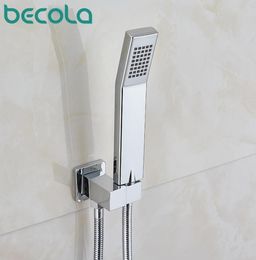 Retail Whole Shower Bracket Hand Shower Luxury Bathroom Rain Hand Shower Head Chrome finish 150cm Stainless Steel Hose 210308184199