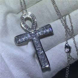 choucong ANKH Cross pendant 925 Sterling silver 5A Cz Stone Chain cross Pendant necklace for Women Men Party Wedding Jewelry222k