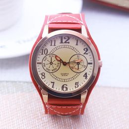 Wristwatches Fashion Woman Female Girls Cool Wide Leather Strap Quartz Trendy Luxury Students Personality Electric Watches Gifts