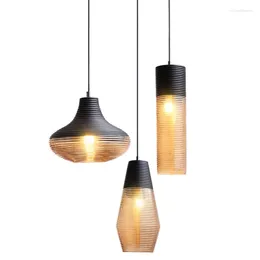 Pendant Lamps Nordic Restaurant Glass Lamp Industrial Wind For Bedroom Lighting Livingroom LED Cafe Clothing Store Hanging