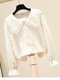 Women's Blouses Women Spring Shirt 2023 Temperament French Doll Collar Floral Top Small Fresh Sweet Bubble Short Sleeve D3009