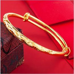 18k real gold plated high polishing gold color bracelet size 5mm style1-6 big star bangle for women jewelry whole297u