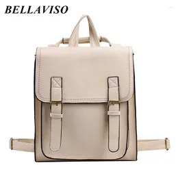 School Bags BellaViso Fashion Women's PU Leather Shoulder Bag Backpacks Trendy Large Capacity Lightweight Outdoor City BLBP-83