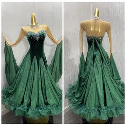 Stage Wear Customised Ballroom Dance Dress Us 8 Women Swing Standard For Competition Modern Green