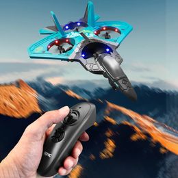 V17 Drone Trick 4 Rotor RC Glider Aircraft Mini LED 24G Gravity Sensor Remote Control Helicopter Outdoor Plane Toys 231229