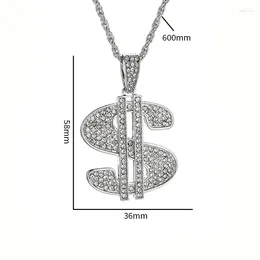 Pendant Necklaces Boho US Dollar Money Crystal Necklace Stainless Steel Silver Colour Chain For Women Men Hip Hop Bling Jewellery