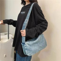 Evening Bags Fashion Denim Women's Bag Jeans Messenger Y2K Shoulder Cowboy Eco Korean Shopper Satchels Belt Canvas Handbag