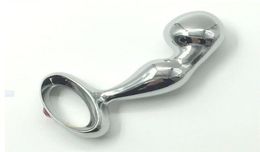 Attractive Hand Held Type Metal Stainless Steel Anal Plug With Hand Hold Butt Anus Booty Beads Adult BDSM Product Sex Toy Gold Sil8764133