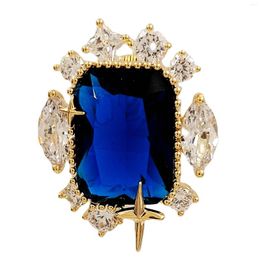 Brooches Stunning Cluster Stylish Blue Stone Art Deco Collar Pin Lapel Accessory