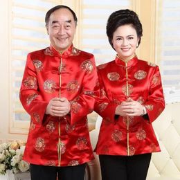 Ethnic Clothing Spring Elderly Adult Tang Suit Men's Jacket Brocade Festive Wedding Traditional Chinese Style Parents Long-sleeved Coat