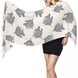 Scarves Winter Tassel Scarf Rhinoceros Cartoon Women Cashmere Neck Head Warm Pashmina Lady Shawl Wrap Bandana