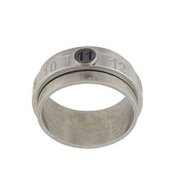 Rotatable Digital Engraving 925 Sterling Silver Old Ring Double Layer Overlapping Logo Decompression All-Match Trend Jewelry233B