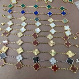 Designer Jewellery Luxury Bracelet Link Chain Vanca Kaleidoscope 18k Gold Van Clover Bracelet with Sparkling Crystals and Diamonds Perfect Gift for Women Girls 9EI9
