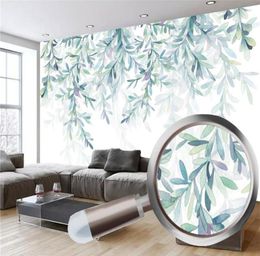 3d Mural Wallpaper small fresh hand painted watercolor green leaves Nordic minimalist Living Room Bedroom Kitchen Home Decor Wallp8813857