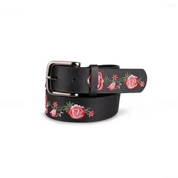 Belts For Women Flora Rose Embroider Belt Sweet Flower Black High Quality Girl's Waist Woman Dress BL622