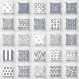 Pillow European Gray Pillowcase Geometric Cover Sofa Garden Throw Pillows El Outdoor S Car Chair 45X45cm
