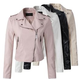 Jackets Brand Motorcycle PU Leather Jacket Women Winter And Autumn New Fashion Coat 4 Colour Zipper Outerwear jacket New 2021 Coat HOT