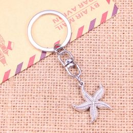 Keychains 20pcs Fashion Keychain 24mm Starfish Pendants DIY Men Jewellery Car Key Chain Ring Holder Souvenir For Gift