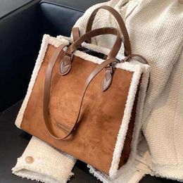 Evening Bags Winter Women's Suede Shoulder Bag Purses And Handbags Luxury Designer 2023 High Quality Stitching Plush Female Handbag Sac