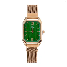 Wristwatches Fashion Ladies Watch Diamond Quartz Retro Square Dial Casual Mesh Strap Watches Relogio Feminino
