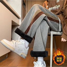 Men's Pants Spring And Autumn American Street Trend Men Winter Personalised Corduroy Loose Wide Leg Simple Straight Retro Casual