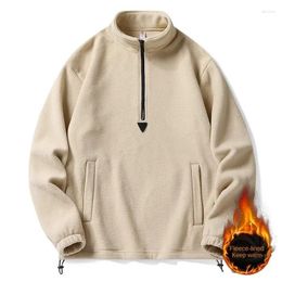 Men's Hoodies Winter Men Polar Fleece Sweater Fall Long Sleeve Zipper Collar Outdoor Daily Comfortable High Neck Top Swearter