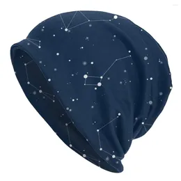 Berets Navy Night Sky Bonnet Beanie Knitting Hat Men Women Fashion Unisex Adult Space Galaxy Winter Warm Skullies Beanies Caps