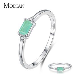 Modian Charm Luxury Real 925 Stelring Silver Green Tourmaline Fashion Finger Rings For Women Fine Jewellery Accessories Bijoux 210613064