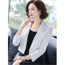Women's Suits S-3XL Women Blazer Jacket Short Slim Loose Spring Autumn Casual Office Work Plus Size Black White