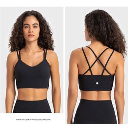 Outfit L366 SPR Ribbed Bra Longline Yoga Tops Fixed Cup Sports Bras Sexy Back Fashion Lingerie Women Rib Brassiere