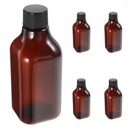 Storage Bottles 5 Pcs Long Neck Square Bottle Amber Travel Lotion Container Refillable Toiletries Pp Containers For Plastic With Caps