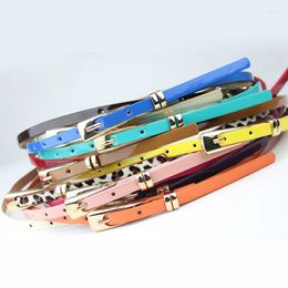 Belts Candy Colour Ladies Slender Thin Belt Square Head Pin Buckle Women Waist Waistband PU Leather Adjustable Jeans