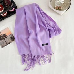 Scarves Weather Scarf Cosy Thickened Solid Colour Tassel For Women Warm Winter Shawl With Wide Long Neck Protection Soft Stylish