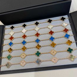 Designer Jewelry Luxury Bracelet Link Chain VanCa Kaleidoscope 18k Gold Van Clover Bracelet with Sparkling Crystals and Diamonds Perfect Gift for Women Girls 3Z72