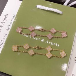 Designer Jewellery Luxury Bracelet Link Chain Vanca Kaleidoscope 18k Gold Van Clover Bracelet with Sparkling Crystals and Diamonds Perfect Gift for Women Girls 1TVK