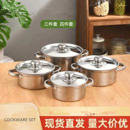 Cookware Sets Set Pot Stainless Steel Household Soup 3 Or 4 16-18-20-22cm Wholesale