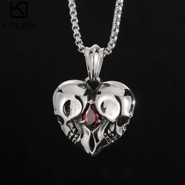 Pendant Necklaces Mens Stainless Steel Necklace Fangs Skull Mask Retro Gothic Punk Style Monster Jewellery GiftPendant242C