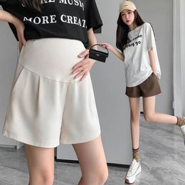 Skirts 6100# Summer Wide Leg Loose Straight Maternity Shorts OL Formal Work Clothes for Pregnant Women Pregnancy Bottoms Short Pants